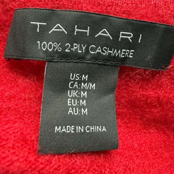 Tahari 100% cashmere red sweater size M - Picture 5 of 5